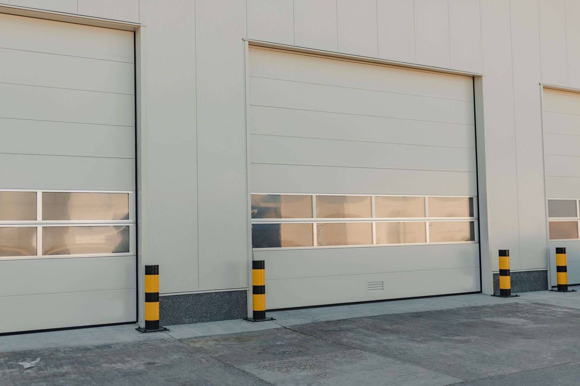 Close-up of an automatic metal roller garage door slat detail